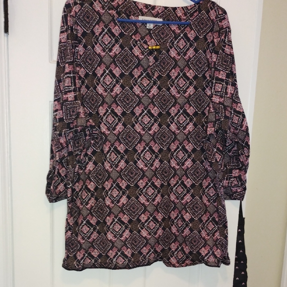 Women's Black and Pink Geometric Tunic